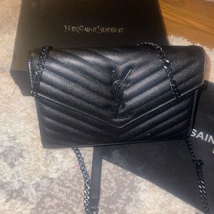 Yves Saint Laurent Cassandre Chain matelassé textured-leather crossbody